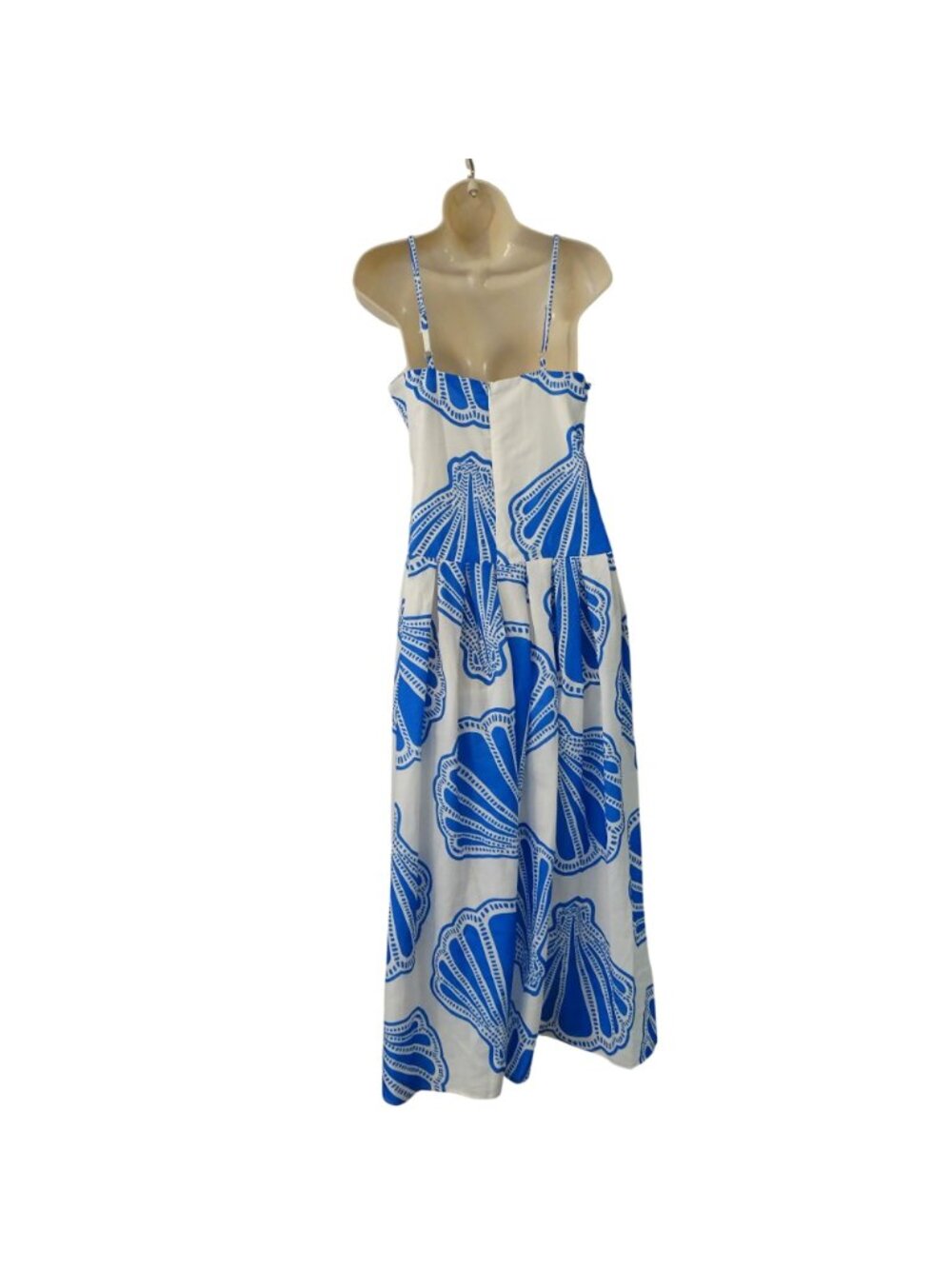Blue White A-Line Sundress Maxi Dress Women Size S Pleated Summer Vacation Beach - Picture 5 of 12